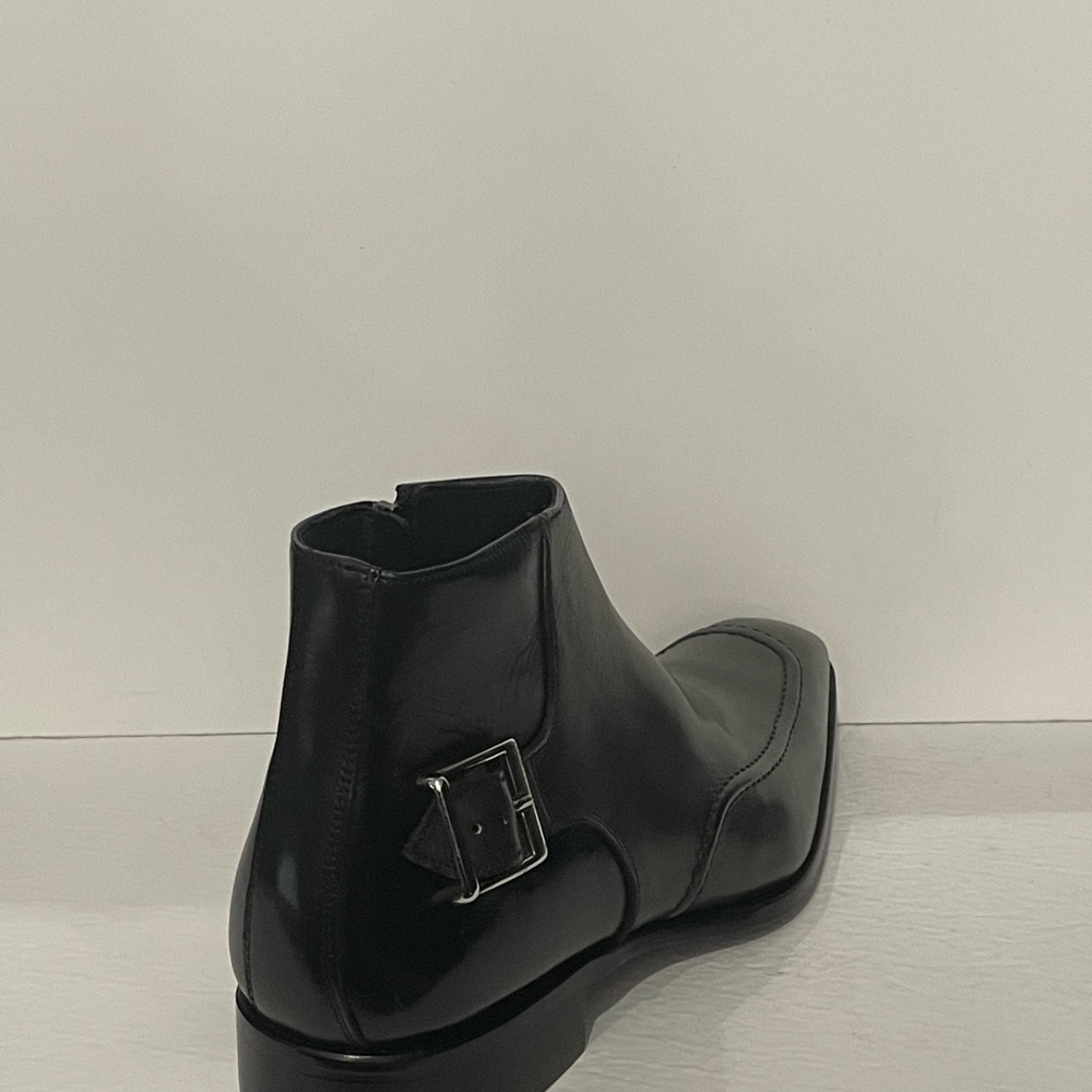 Duca ankle boot charcoal point toe Atalian leather side zipper side buckle - Picture 4 of 5